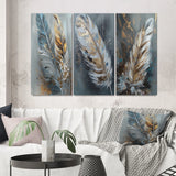 Glam Canvas Wall Art Set - Gold Feather Wanderlust - 3 Pieces
