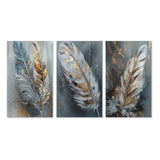 Glam Canvas Wall Art Set - Gold Feather Wanderlust - 3 Pieces