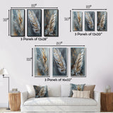 Glam Canvas Wall Art Set - Gold Feather Wanderlust - 3 Pieces
