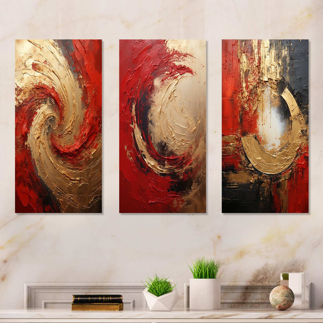 Red Gold Fusion Spiral - Multi-Panels