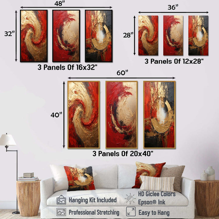 Red Gold Fusion Spiral - Multi-Panels