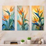 Birds Of Paradise Metal Wall Art - Paradises Profile Flower - 3 Pieces