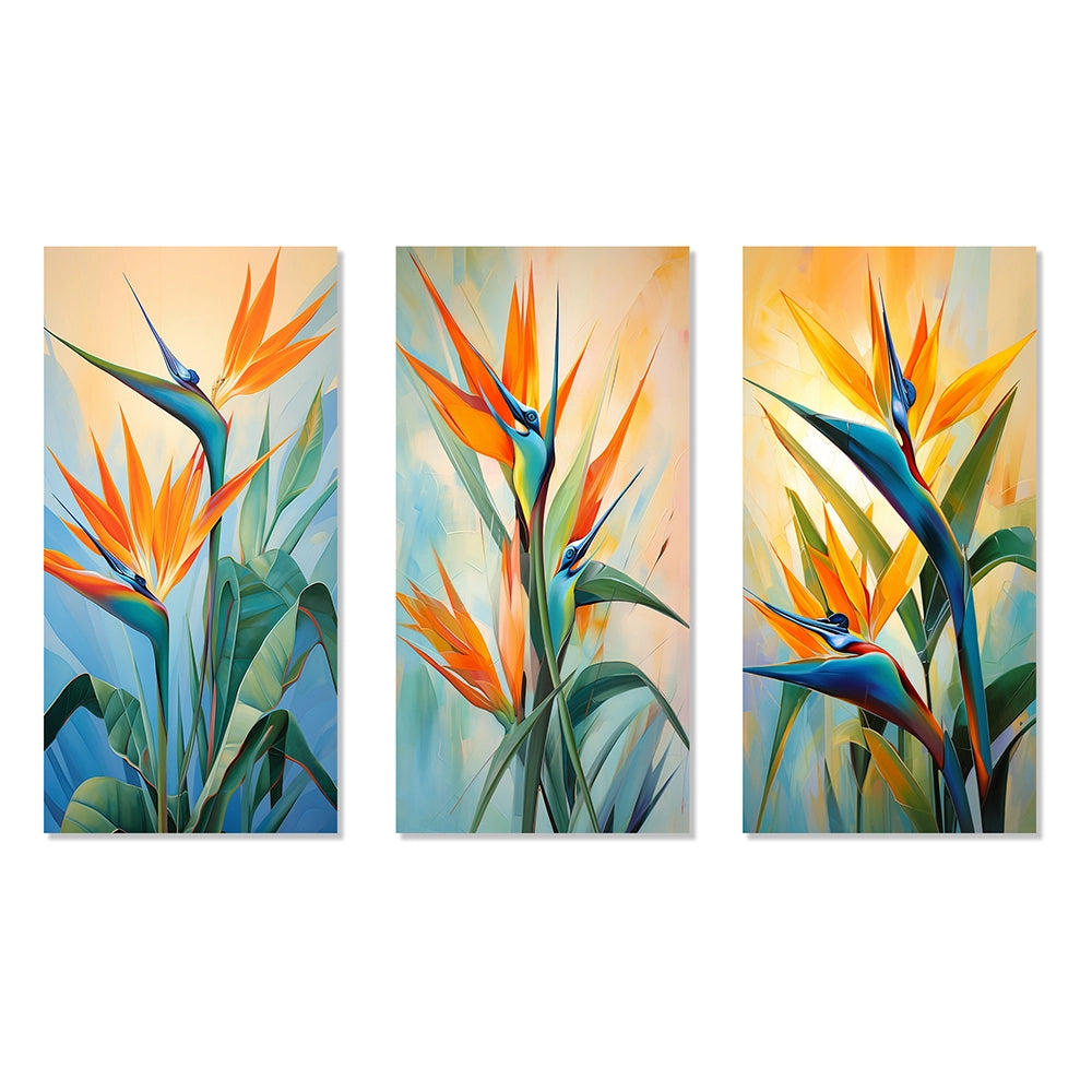 Birds Of Paradise Metal Wall Art - Paradises Profile Flower - 3 Pieces