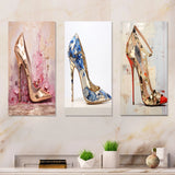 Fashion High Heels Canvas Wall Art - Fashion Chic High Heel - 3 Pieces