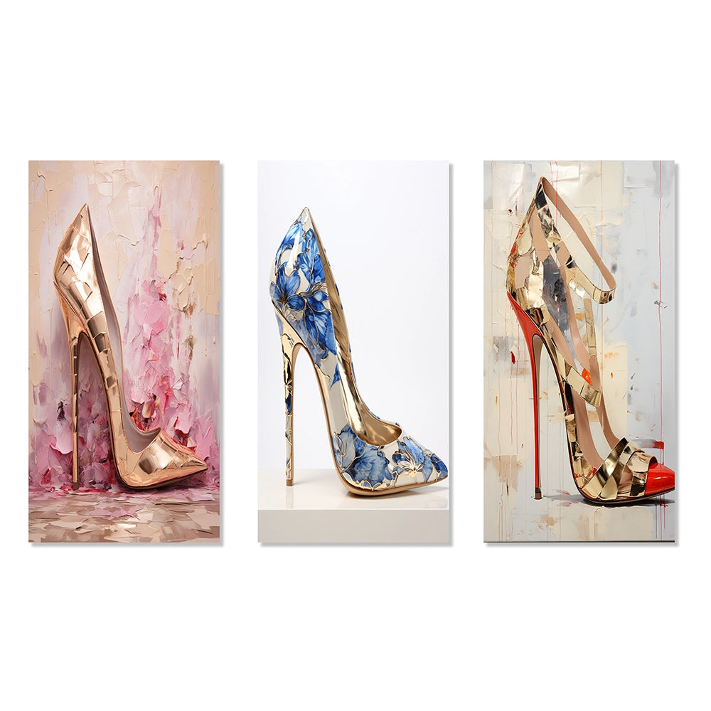 Fashion High Heels Canvas Wall Art - Fashion Chic High Heel - 3 Pieces