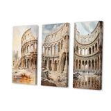 Traditional Canvas Wall Art Set - Italian Colosseum Memory - 2 Pieces