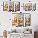 Traditional Canvas Wall Art Set - Italian Colosseum Memory - 2 Pieces