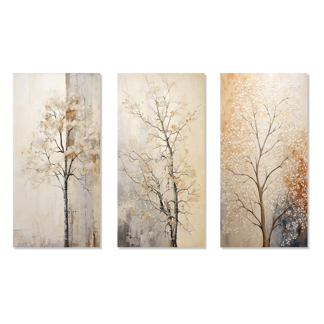 Beige Trees Oak Solitude - Multi-Panels