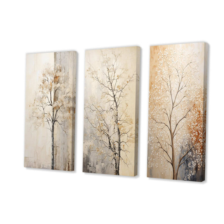 Beige Trees Oak Solitude - Multi-Panels
