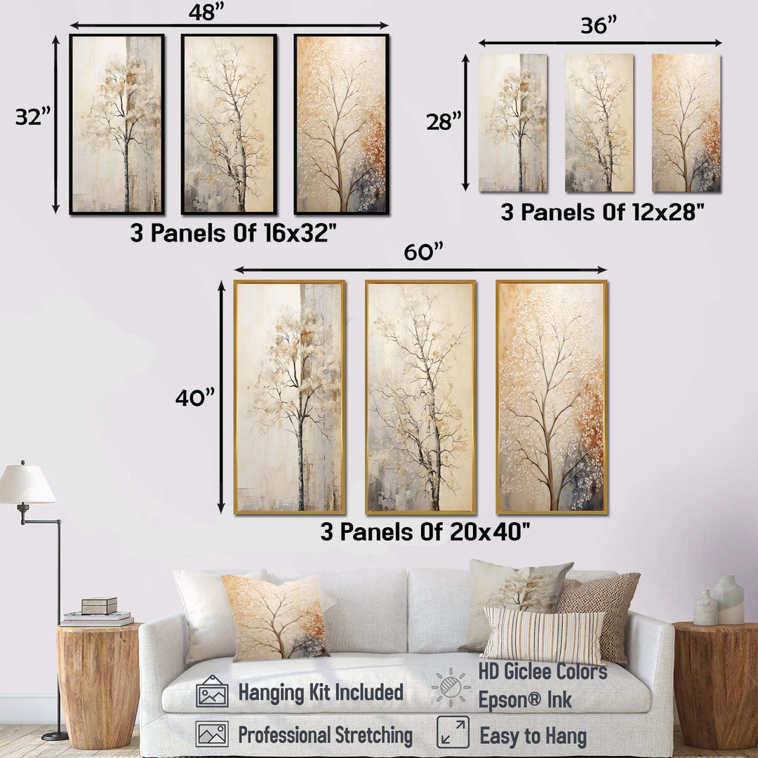 Beige Trees Oak Solitude - Multi-Panels