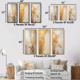 Abstract Shapes Canvas Wall Art - Gold And White Abstract Split - 3 Pieces