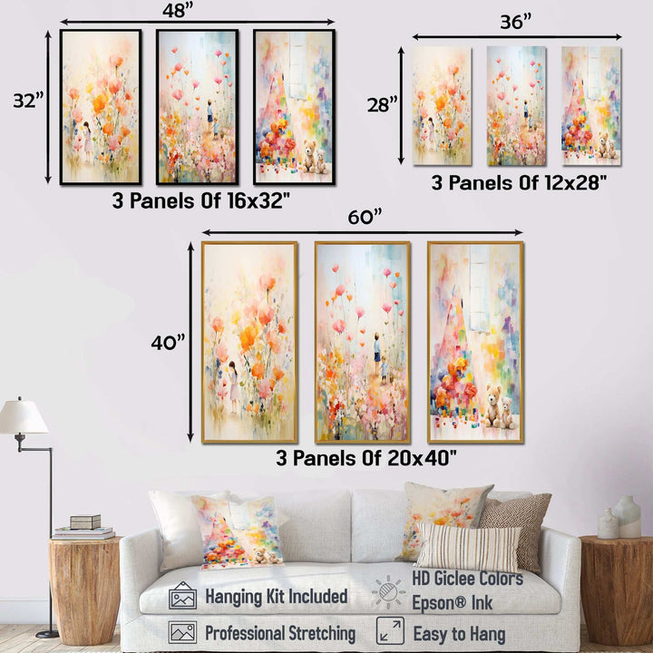 Whimsical Kids Floral Haven I - Multi-Panels