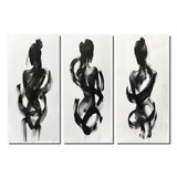 Modern Canvas Wall Art Set of 3 - Black And White Minimal Woman Silhouette I