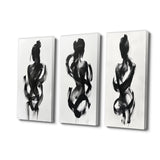 Modern Canvas Wall Art Set of 3 - Black And White Minimal Woman Silhouette I