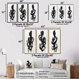 Modern Canvas Wall Art Set of 3 - Black And White Minimal Woman Silhouette I