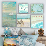 Coastal Canvas Wall Art Set of 5- Coastal and Beach Collection