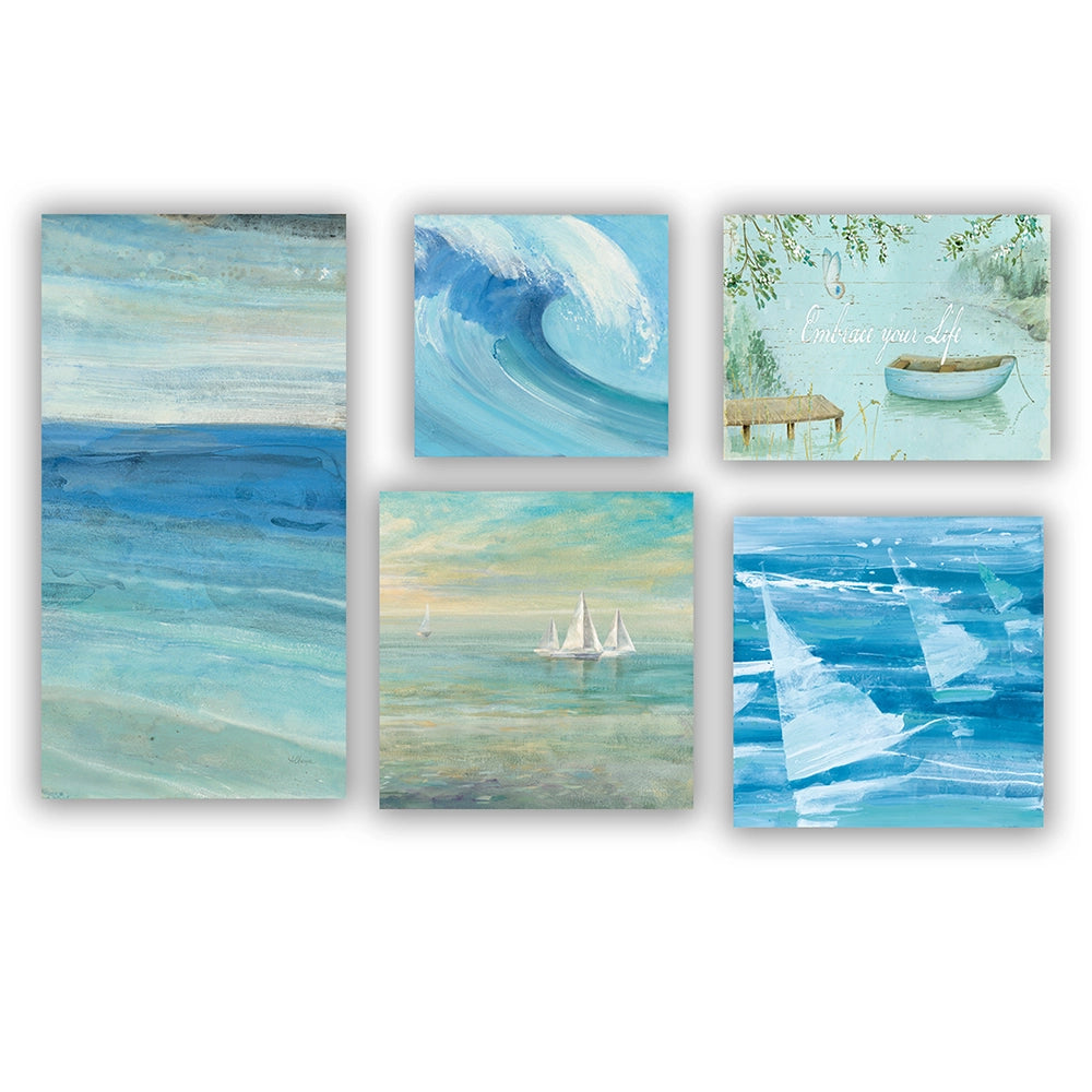 Nautical &amp; Coastal Multi Panel Canvas Wall Art - Coastal and Beach Collection
