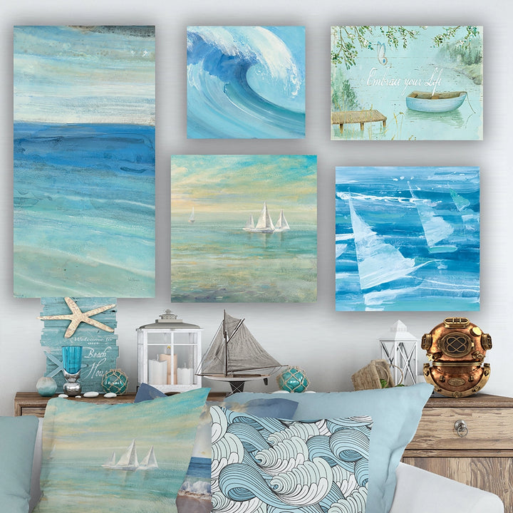 Nautical &amp; Coastal Multi Panel Canvas Wall Art - Coastal and Beach Collection