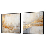 Abstract Wall Art Set - Golden And Beige Abstract Fusion - 2 Pieces
