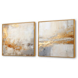 Abstract Wall Art Set - Golden And Beige Abstract Fusion - 2 Pieces