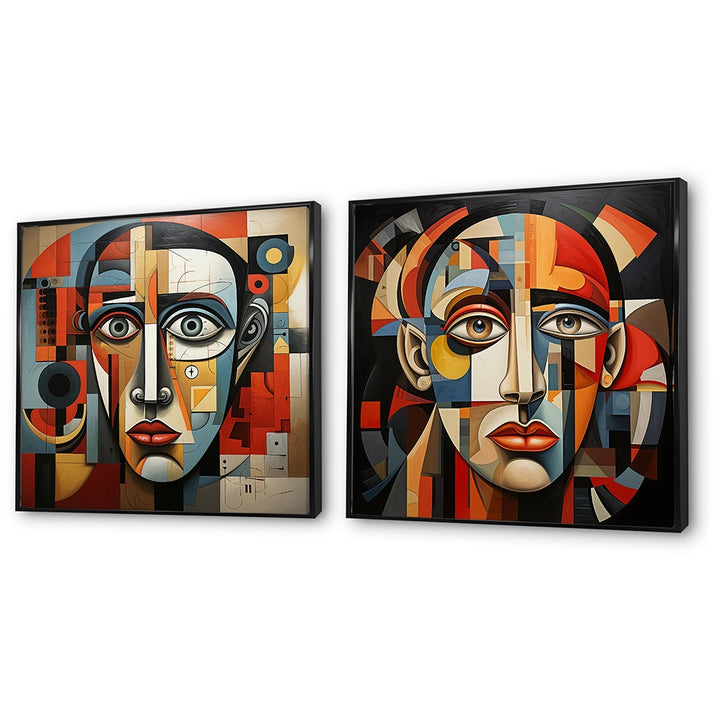 Modern Wall Art Set - Pablo Picasso Cubism Portrait I - 2 Pieces