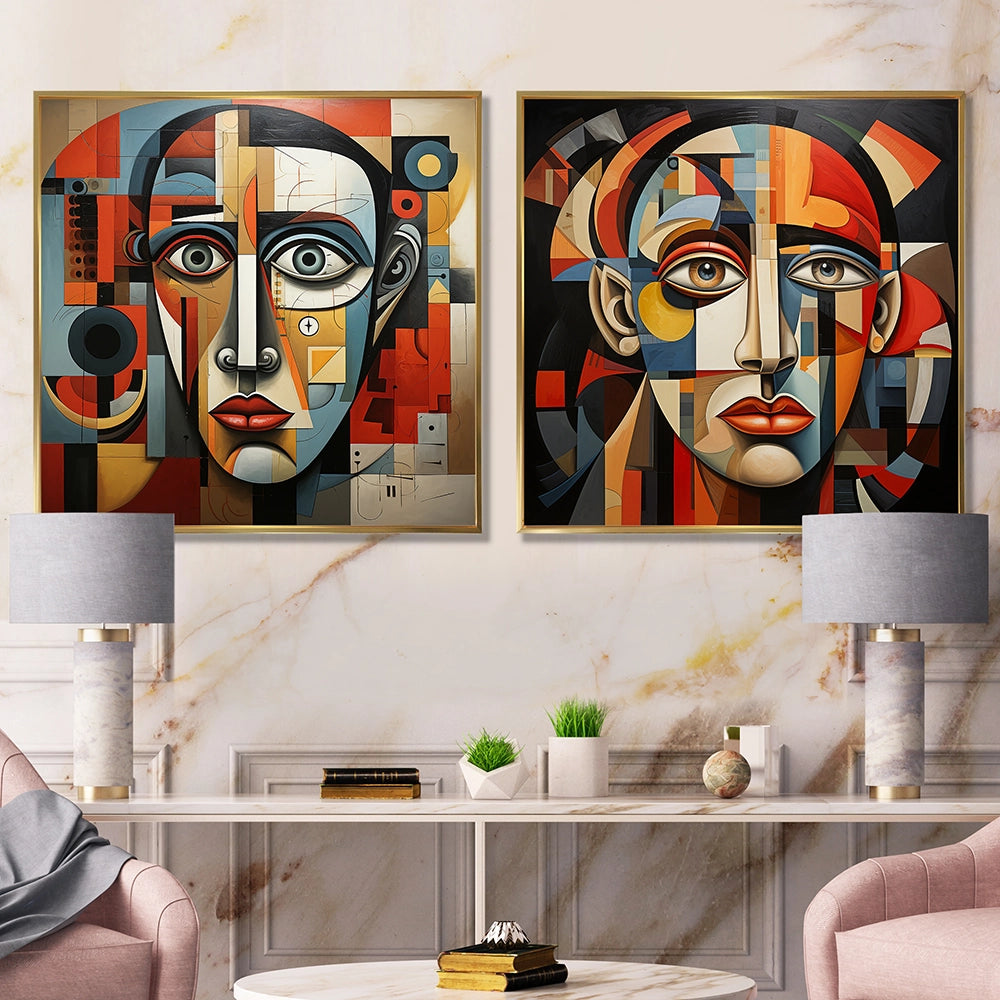 Modern Wall Art Set - Pablo Picasso Cubism Portrait I - 2 Pieces