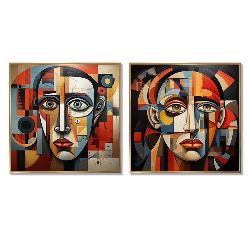 Modern Wall Art Set - Pablo Picasso Cubism Portrait I - 2 Pieces