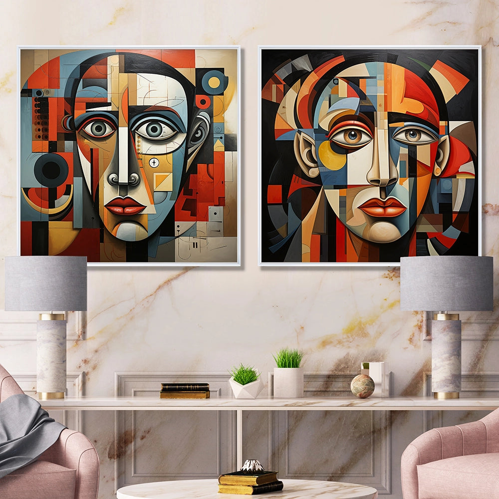 Modern Wall Art Set - Pablo Picasso Cubism Portrait I - 2 Pieces