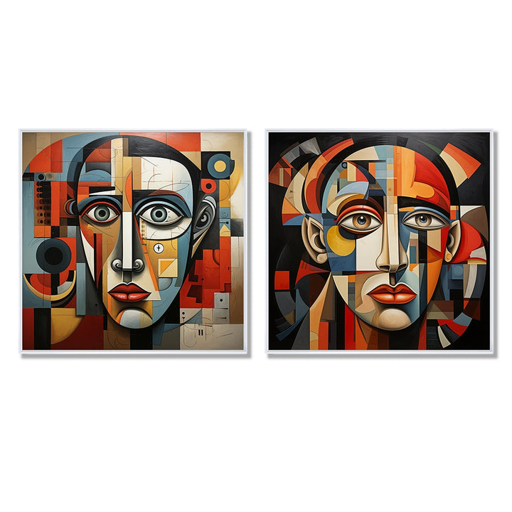 Modern Wall Art Set - Pablo Picasso Cubism Portrait I - 2 Pieces