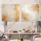 Abstract Collages Canvas Wall Art - Beige And Gold Minimalism Storms III - 2 Pieces
