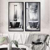 Traditional Canvas Wall Art Set - Bathroom Minimalist Elegance I - 2 Pieces