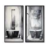 Traditional Canvas Wall Art Set - Bathroom Minimalist Elegance I - 2 Pieces