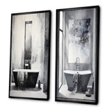 Traditional Canvas Wall Art Set - Bathroom Minimalist Elegance I - 2 Pieces