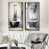 Traditional Canvas Wall Art Set - Bathroom Minimalist Elegance I - 2 Pieces