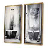 Traditional Canvas Wall Art Set - Bathroom Minimalist Elegance I - 2 Pieces