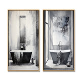 Traditional Canvas Wall Art Set - Bathroom Minimalist Elegance I - 2 Pieces