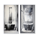 Traditional Canvas Wall Art Set - Bathroom Minimalist Elegance I - 2 Pieces