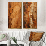 Modern Wall Art Canvas Set - Brown Tree Bark Essence II - 2 Pieces