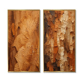 Modern Wall Art Canvas Set - Brown Tree Bark Essence II - 2 Pieces