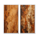 Modern Wall Art Canvas Set - Brown Tree Bark Essence II - 2 Pieces