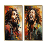 Pop Art Canvas Wall Art Set of 2- Colorful Raga Bob Marley Portrait I