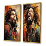 Pop Art Canvas Wall Art Set of 2- Colorful Raga Bob Marley Portrait I
