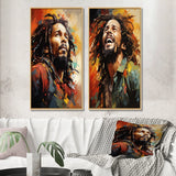 Pop Art Canvas Wall Art Set of 2- Colorful Raga Bob Marley Portrait I