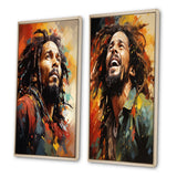 Pop Art Canvas Wall Art Set of 2- Colorful Raga Bob Marley Portrait I