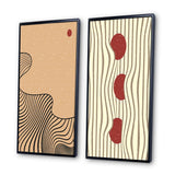 Abstract Canvas Wall Art - Retro Japanese Minimal Geometric Typography II - 2 Pieces