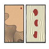 Abstract Canvas Wall Art - Retro Japanese Minimal Geometric Typography II - 2 Pieces