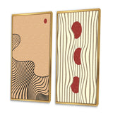 Abstract Canvas Wall Art - Retro Japanese Minimal Geometric Typography II - 2 Pieces