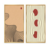 Abstract Canvas Wall Art - Retro Japanese Minimal Geometric Typography II - 2 Pieces