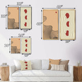 Abstract Canvas Wall Art - Retro Japanese Minimal Geometric Typography II - 2 Pieces