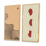 Abstract Canvas Wall Art - Retro Japanese Minimal Geometric Typography II - 2 Pieces